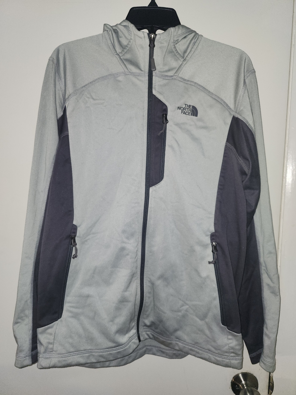 The North Face Light Gray and Dark Gray Hooded Softshell Jacket